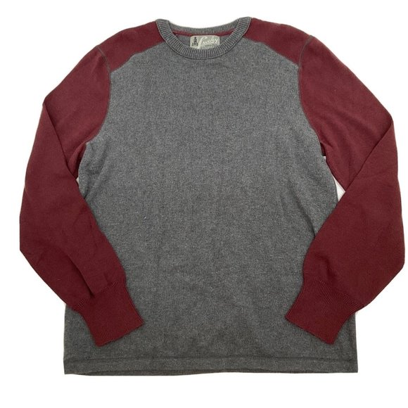 Lucky Brand Other - Lucky Brand Sweater Long Sleeve Gray/Maroon Lightweight Crew Neck 100% Cotton L